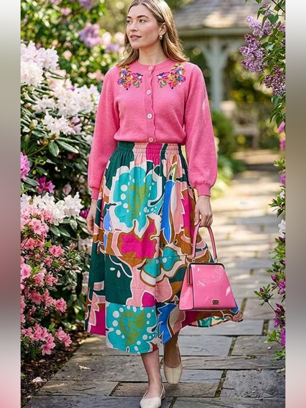 CROSBY by Mollie Burch Floral Embroidered Neckline Button cardigan - Picture 16 of 16